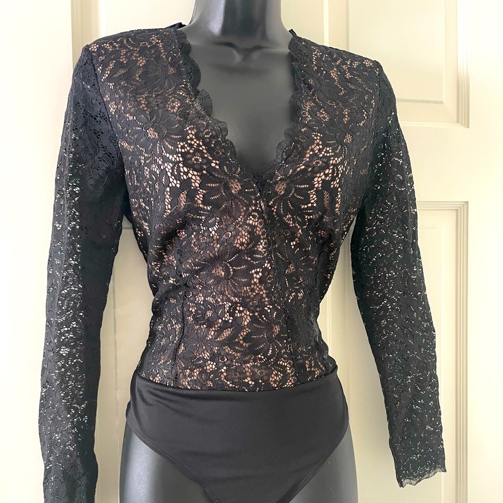 H&M new w/tags nude and black bodysuit.